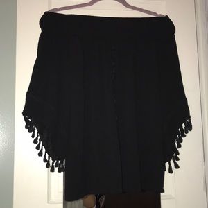 Black tassel off shoulder top